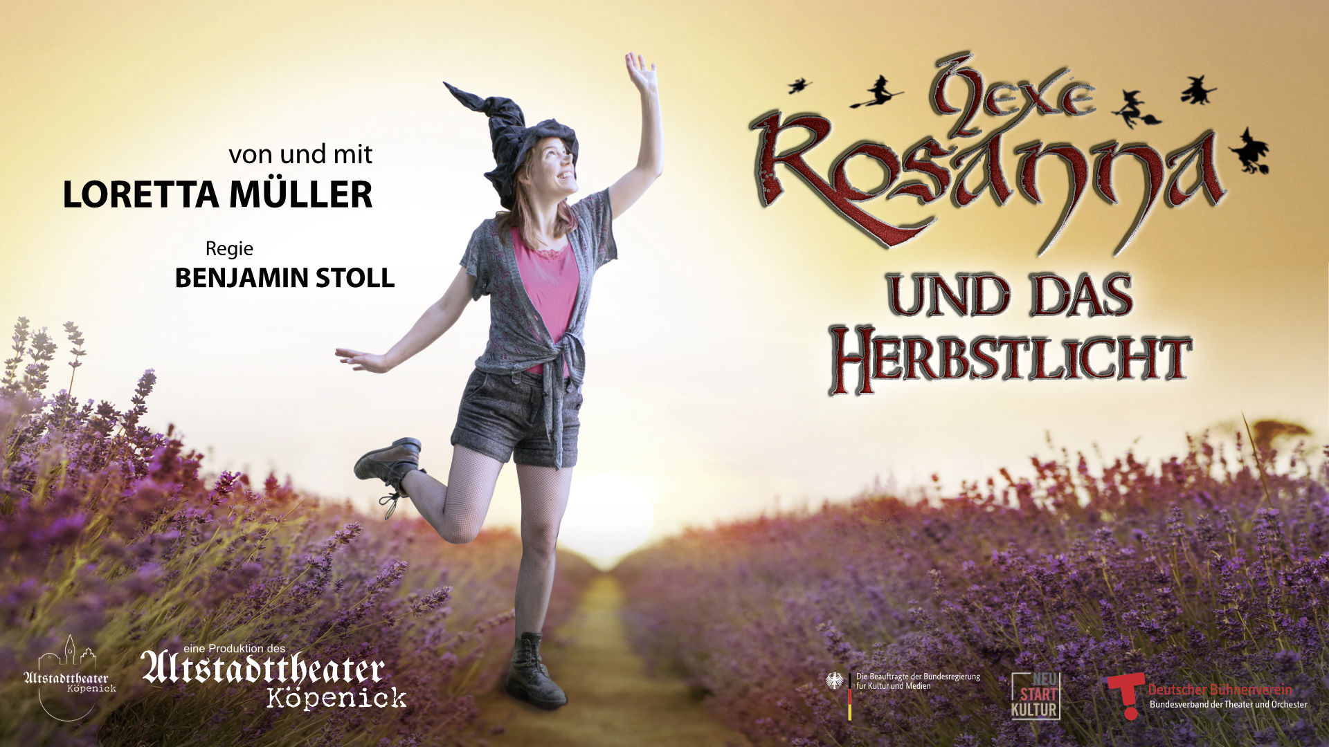 Hexe Rosanna und das Herbstlicht mit Loretta Müller im Altstadttheater Köpenick. Regie: Benjamin Stoll.